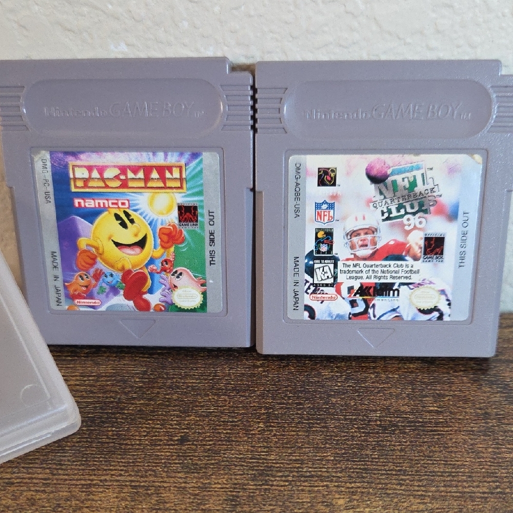 Pac-Man & NFL Quarterback Club 96 Game Boy Cartridges - And One Case
